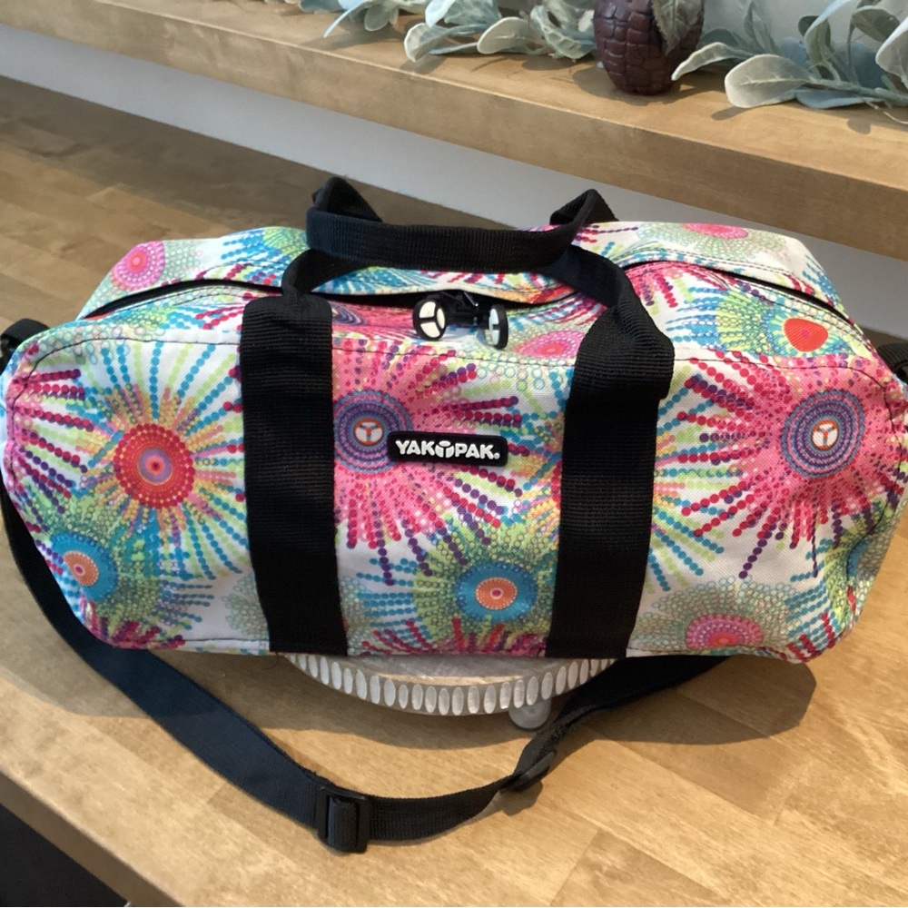 Yak Pak Colorful Rainbow Abstract Starburst Mini Duffel/Crossbody Tote/Sack Bag